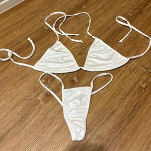 Brand New White Bikini Thong Set
